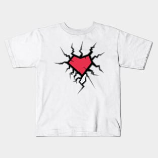 illustration of red love shaped crack Kids T-Shirt